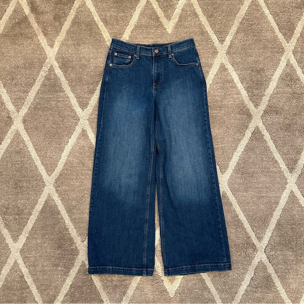 Gap Women’s High Rise Stride Wide Leg Jeans Dark Wash (Size 29 / 8 Regular)